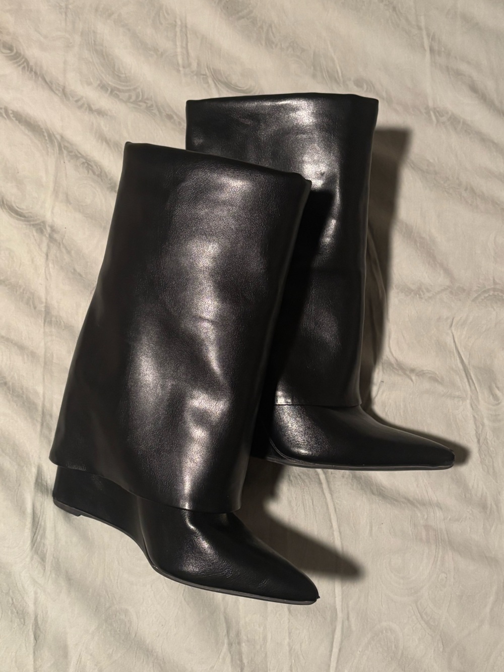 Classic Black Over-the-Knee Pointed Toe Boots